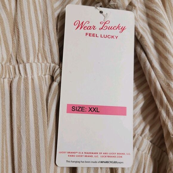 Lucky Brand Tiered Wrap Front Flutter Sleeve Midi Dress Plus XXL Latte Romantic - Picture 6 of 9